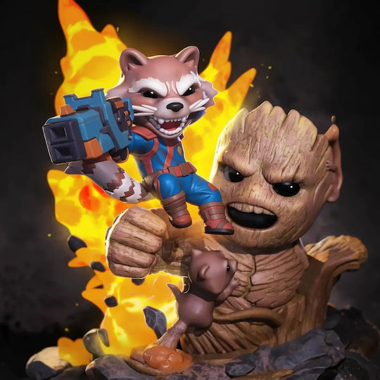 Άβαφη 3d Φιγούρα Chibi Rocket Groot Guardians Galaxy Βάψιμο Diy Δώρο Χρώματα 20 Cm 1:8