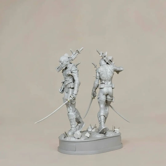 Unpainted 3D Deadpool Gun Figure Painting Diy Gift Colors 15.2 Cm 1:12