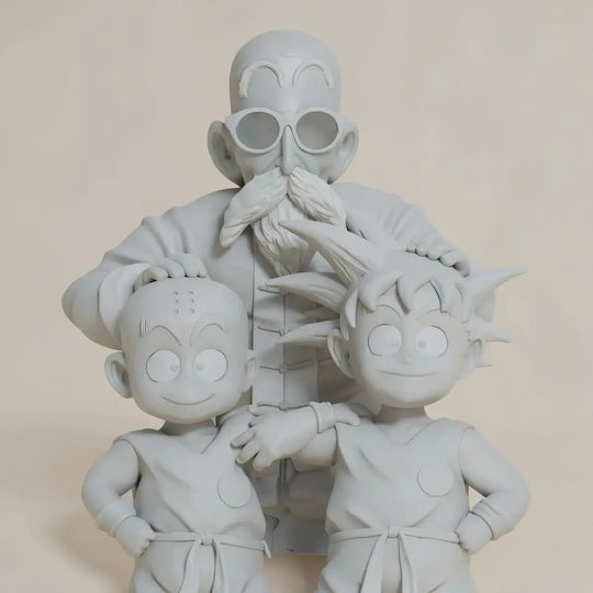 Небоядисана 3D Фигура Krilin Goku Kame School Боядисване DIY Подарък Цветове 30 см 1:6