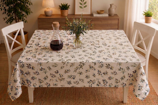 Față De Masă Cu Dantelă Rezistent La Pete Set Olive 140x180 Cm