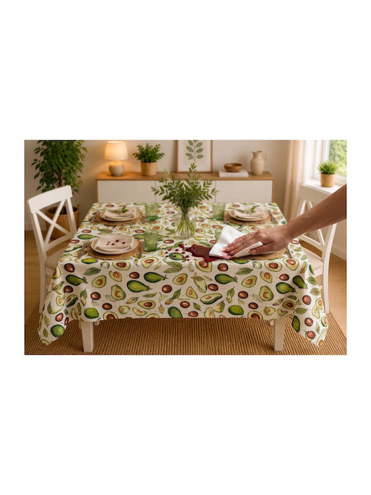 Fleckabweisendes Tischtuch Set Avocado 120x160cm