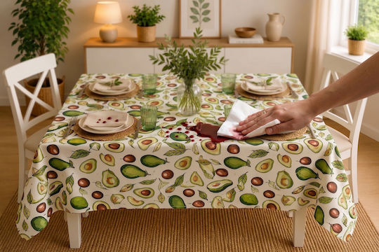 Fleckabweisendes Tischtuch Set Avocado 120x160cm