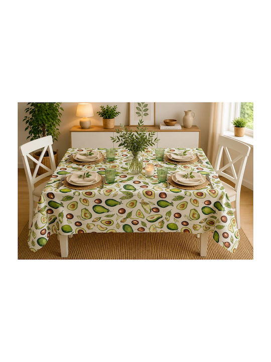 Fleckabweisendes Tischtuch Set Avocado 120x160cm