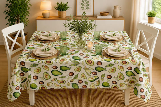 Fleckabweisendes Tischtuch Set Avocado 120x160cm