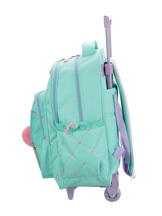 Back Me Up Pusheen The Cat School Trolley Bag For Elementary With Water Bottle Holder Turquoise