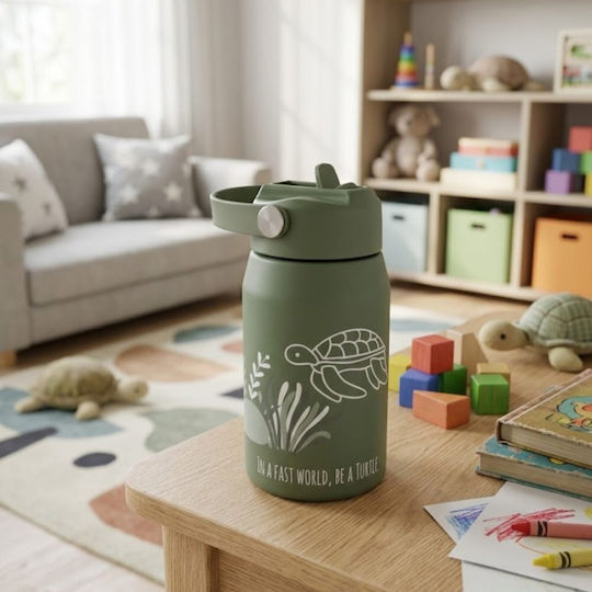 abo In A Fast World Be A Turtle Kids Water Bottle Stainless Steel 350ml