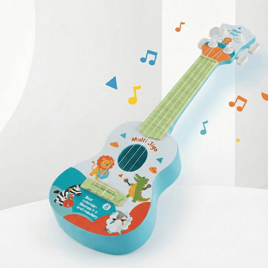 Children's Guitar 4 Strings Ukulele Animal Design 40 Cm Turquoise