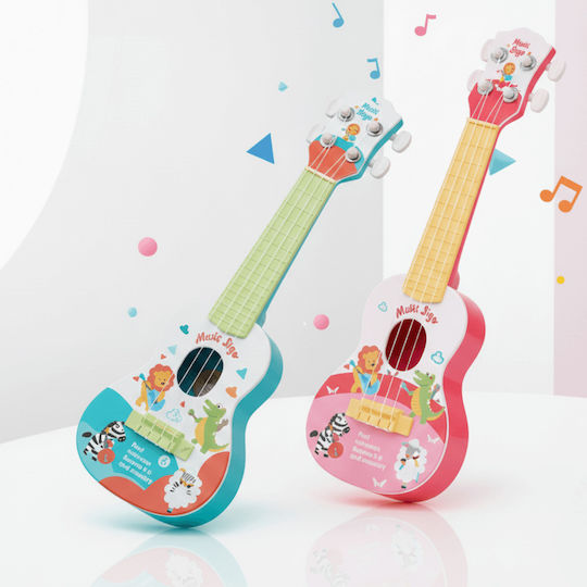 Chitară Pentru Copii 4 Corzi Ukulele Design Animal 40 Cm Roz
