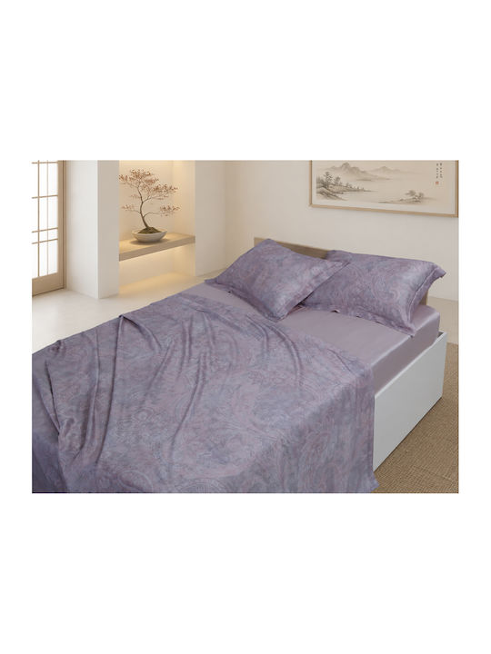 Silk Fashion Bed Sheet Set With 2 Pillowcases Super King Size With Rubber Hugger 160x200+40cm Silva 3 Pieces