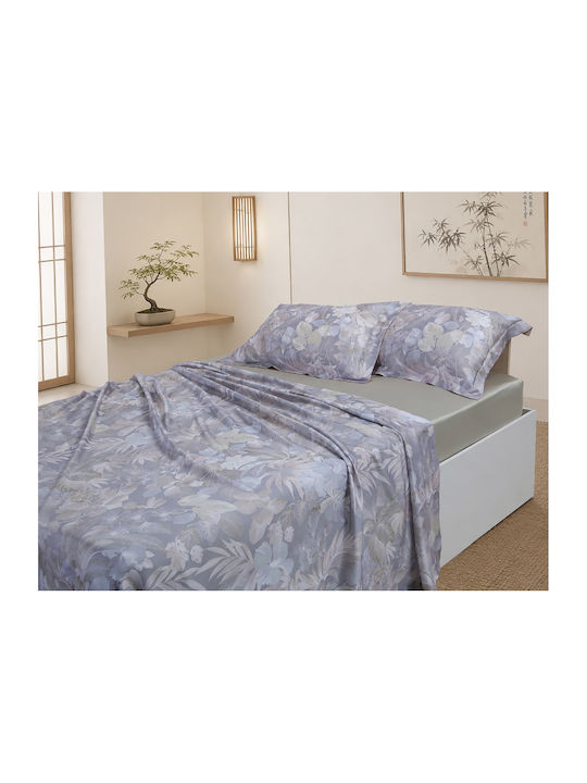 Silk Fashion Super-Double Bed Sheet Set With 2 Pillowcases With Rubber Hugger 160x200+40cm Lume 3 Pieces