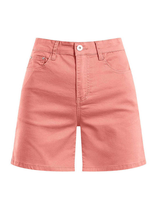 Celestino Women's Monochrome Elastic Dark Pink Shorts