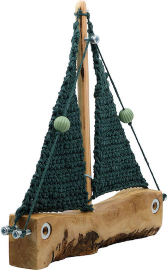 Πιτερος Καραβι Ξυλο Ελιας Πλεκτο Πανι A06 Green 23x30x3,5/250gr