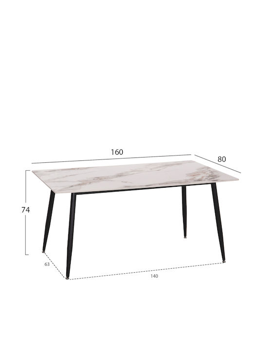 Dining Room Drenny with 4 Chairs 160x80cm