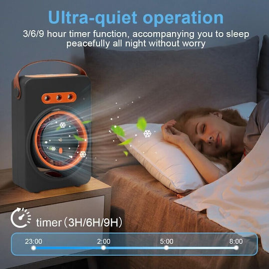 Roza 06378 Преносим Air Cooler 4 1 Черен Овлажнител Вентилатор Охлаждане с Вода 5 Скорости и Батерия 1800mah
