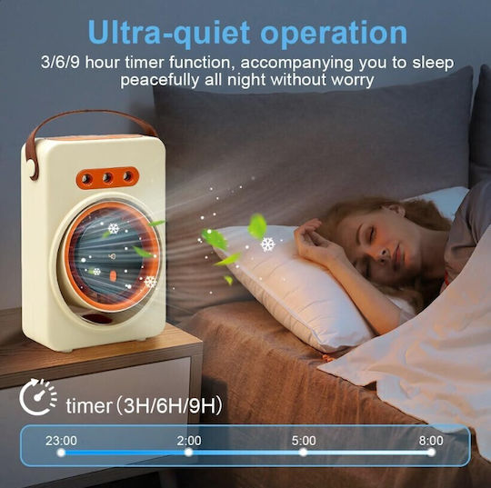 Roza 06378 Portable Air Cooler 4 in 1 Beige Humidifier Fan Water Cooling 5 Speeds & 1800mAh Battery