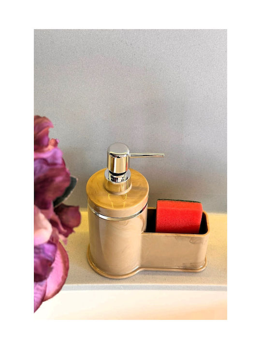 SteweHome Kitchen Plastic Dispenser with Sponge Holder Beige