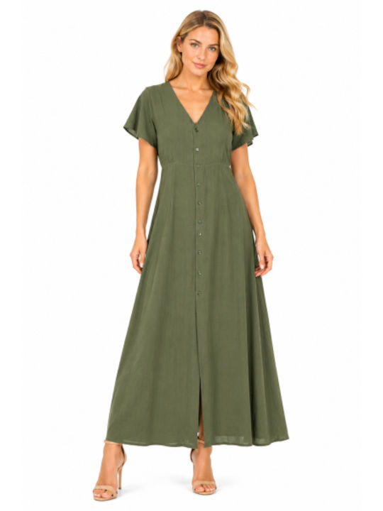 Summer Maxi Dress Khaki SC-PS24-1051-26DR-Khaki