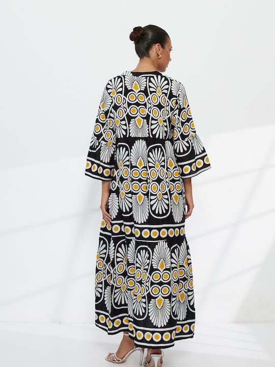 Summer Shirt Dress with Ruffles Geometric Print