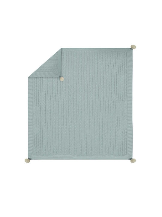 Little Hugs Cot Knitted Light Blue Blanket 80x125cm