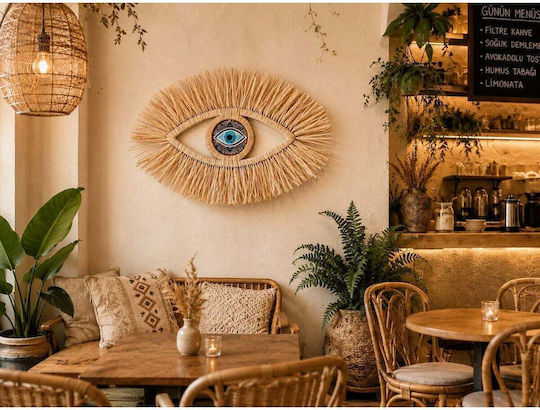 SteweHome Wall Decor Handmade Yellow from Wicker Material 70x45cm