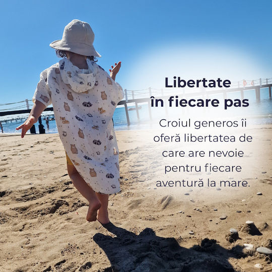 Kidizi Cuddly Buddies Poncho Dublu Din Muselină Pentru Copii 1-3 Ani – Cu Glugă Uscare Rapidă Croială Lejeră Plajă Piscină