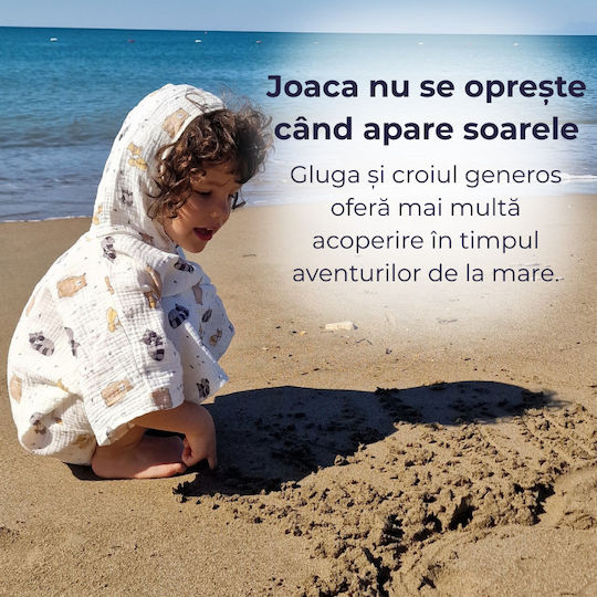 Kidizi Cuddly Buddies Dublu Muselină Poncho pentru copii 3-6 ani – Cu glugă Uscare rapidă Croială lejeră Plajă Piscină