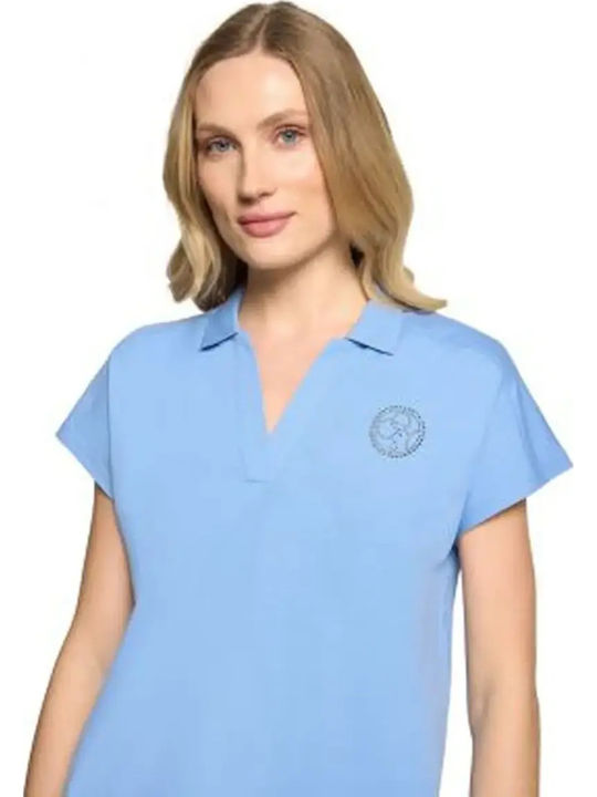 Women's Short Sleeve Blue Blouse