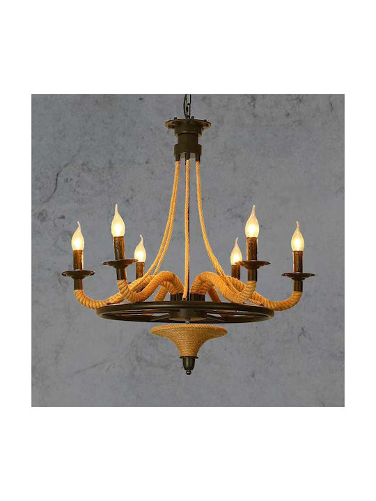 Boho Hanging Light with Rope for E14 Socket 65x120cm