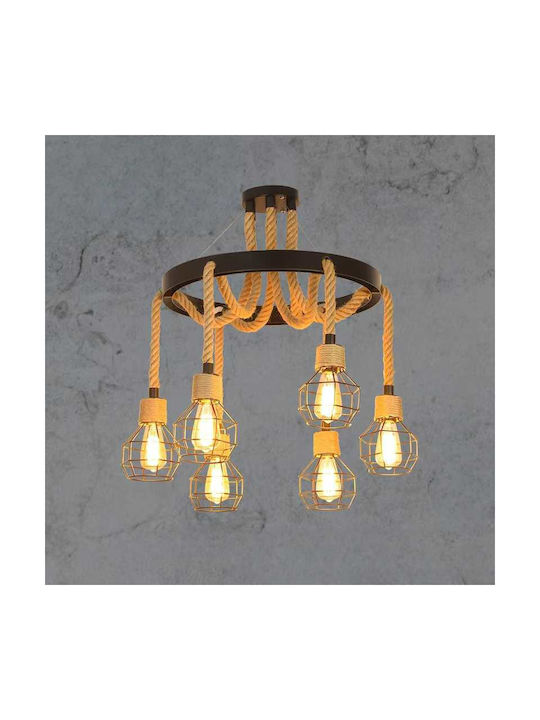 Boho Ceiling Light with Rope for E27 Socket