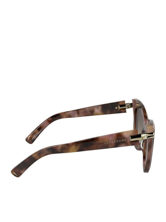Longchamp Damenträger Sonnenbrillen mit Braune Schildkröte Horn umrandet Rahmen und Braune Verlaufsfarbe Gläser LO0775 690