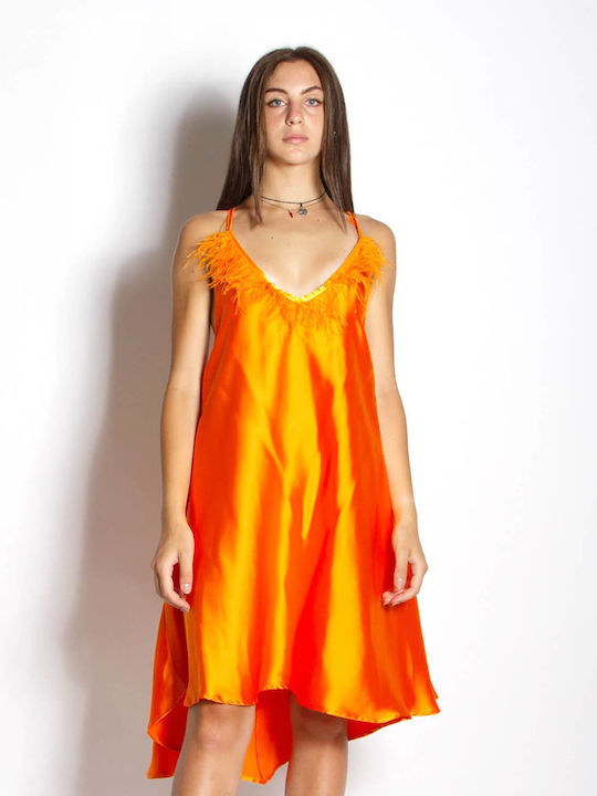 Sommer Mini Kleid für Hochzeit / Taufe Offener Rücken Orange