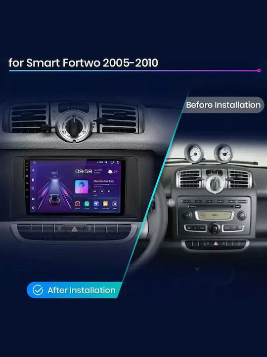 Hyper Ηχοσύστημα Αυτοκινήτου για Smart ForTwo 2010 (Bluetooth/USB/WiFi/GPS/Apple-Carplay/Android-Auto) με Οθόνη Αφής 9"