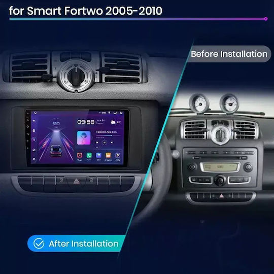 Hyper Автомобилна Аудио Система за Smart ForTwo 2010 (Bluetooth/USB/Вграден Wi-Fi/GPS/Apple CarPlay/Android Auto) с Touch Screen 9"