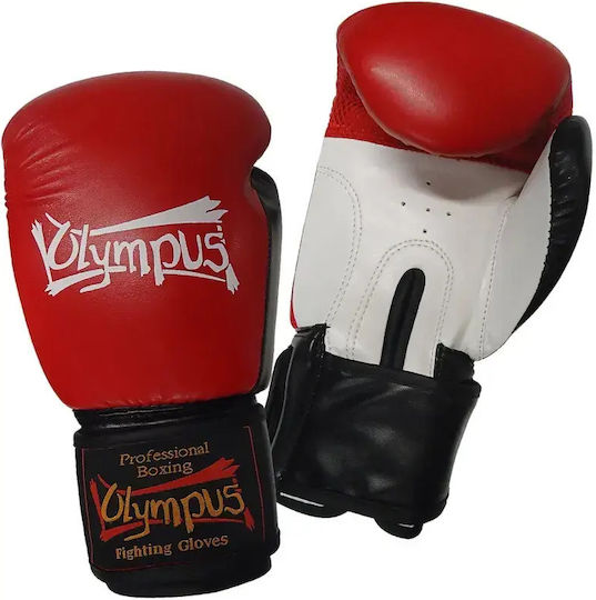 Olympus Sport Gear 400163 10oz Red Black White Boxing Gloves from Synthetic Leather for Competition Red