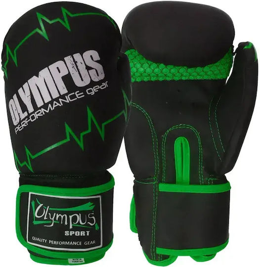 Olympus Sport Pulse Matt 4038193.6oz.Black.Green Boxing Gloves from Synthetic Leather for Competition Black