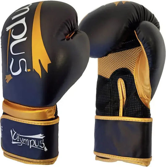 Olympus Sport 401017.10oz.Black.Gray Boxing Gloves from Synthetic Leather for Competition Black