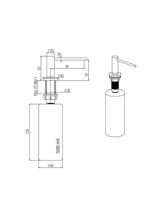 Helika Dispenser Metalic Negru 500ml