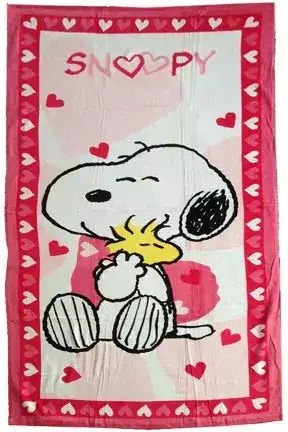 Детска Плажна Кърпа Snoopy 92064-2 76x152см 100% Памучен Велюр Памук 350г Розово Бяло