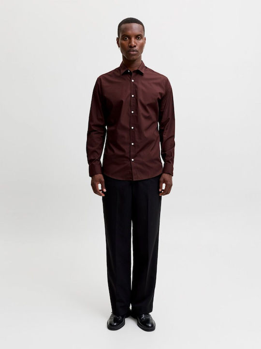 Long Sleeve Shirt in Narrow Fit Brown