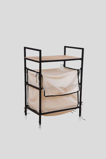 SteweHome Floor Bathroom Shelf Wooden Black