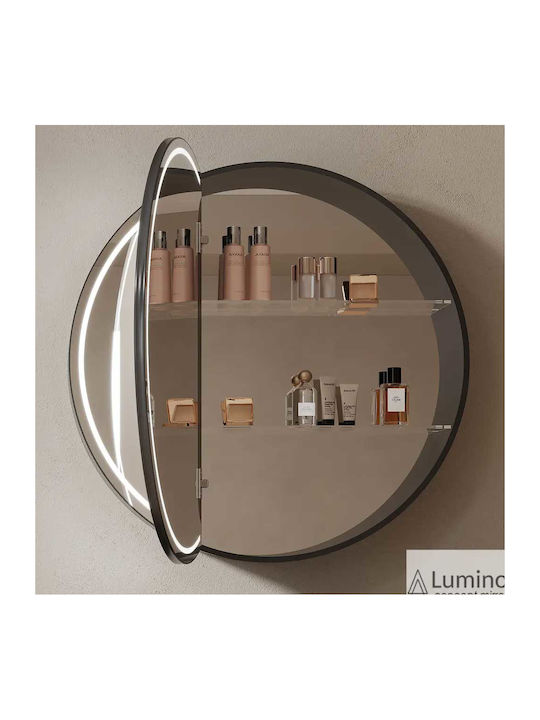Luminor Bathroom Mirror Led Metal with Cabinet Black