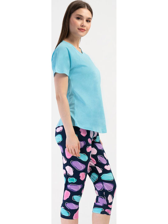 Vienetta Secret Summer Women's Pyjama Set Light Blue Vienetta Secret Summer Women's Pyjama Set Light Blue