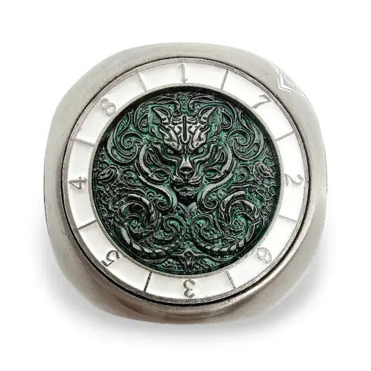 Suegao 7-in-1 Rounded Metallic Cube Spinner Dice D4-d20 Tabletop Rpg Iron Green