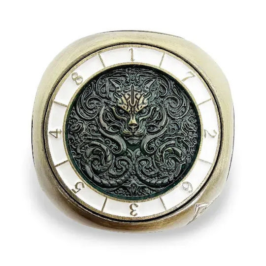 Suegao 7-in-1 Rounded Metallic Cube Spinner Dice D4-d20 Tabletop Rpg Brass Green