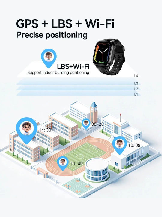 Hoco Kids' Smartwatch 4G with GPS & Camera Black