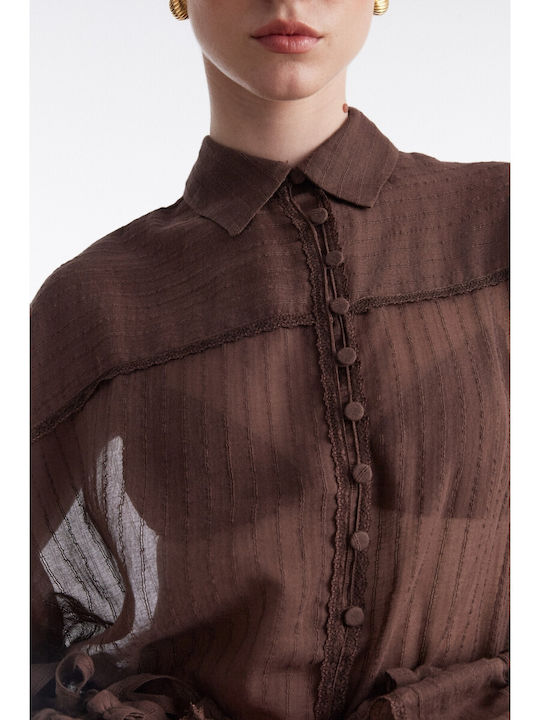 Long Sleeve Women's Shirt Brown