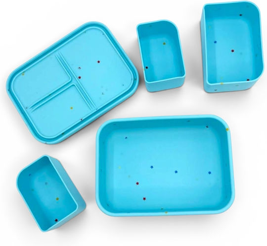 Dodo's Land Kids Food Container Made of Silicone 0.86 Litre Blue 18.6 x 13.3 x 6.15 cm