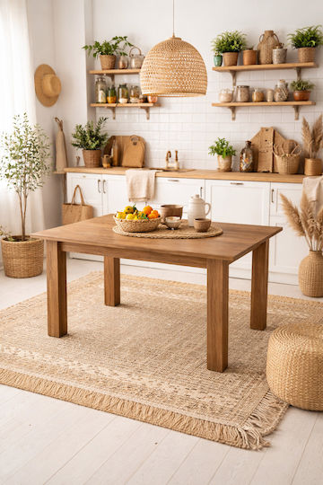 Faii Extendable Table from Solid Wood Walnut 160(+40)x90x78cm