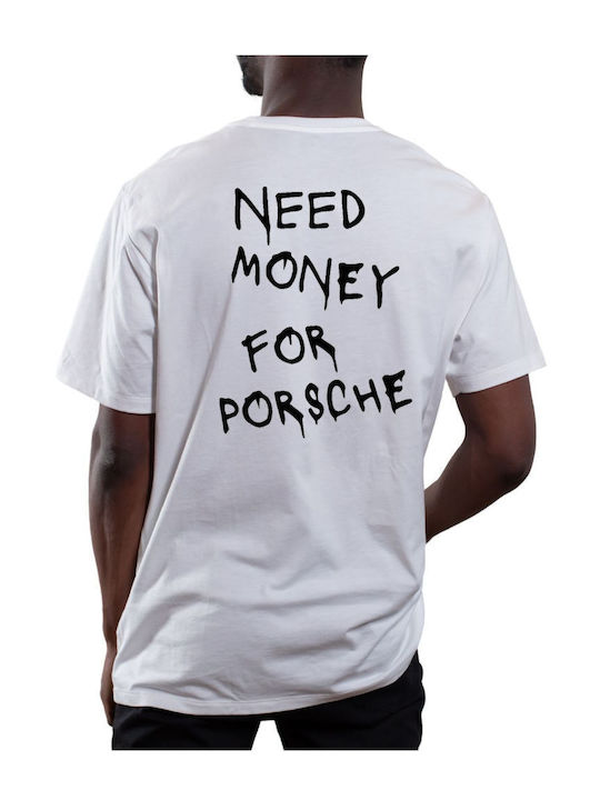 Ανδρική Μπλούζα Κοντομάνικη Need Money Porsche 528658-λευκό