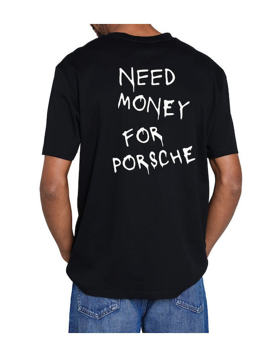 Men's Short Sleeve Blouse Need Money Porsche 528658 Black